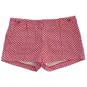 J. CREW City Fit red and white geometric circle pattern shorts size 4 like new